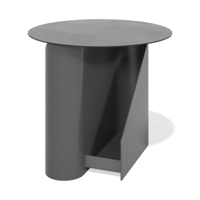 Журнальный столик круглый металлический с двумя отделениями для газет и журналов (черный муар)